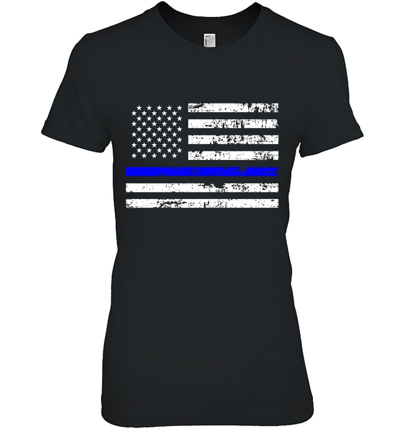 Blue Line American Flag Support Police Hoodie