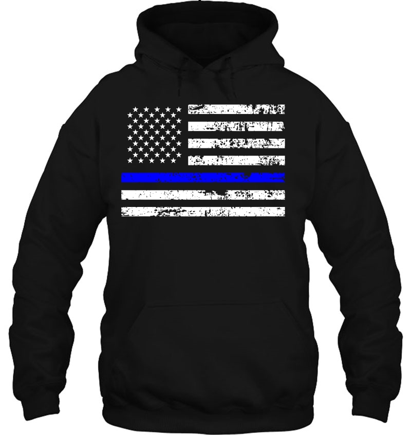 Blue Line American Flag Support Police Mugs