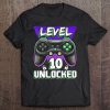 Level 10 Unlocked Video Gamer 10Th Birthday Gift For Boys Tee