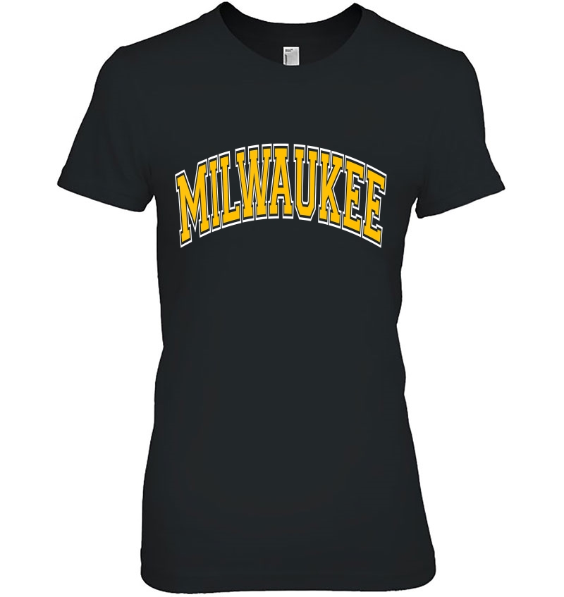 Milwaukee Varsity Style Amber Text Hoodie