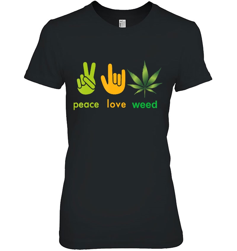 Peace Love Weed Marijuana Cannabis Hand Sign Hoodie