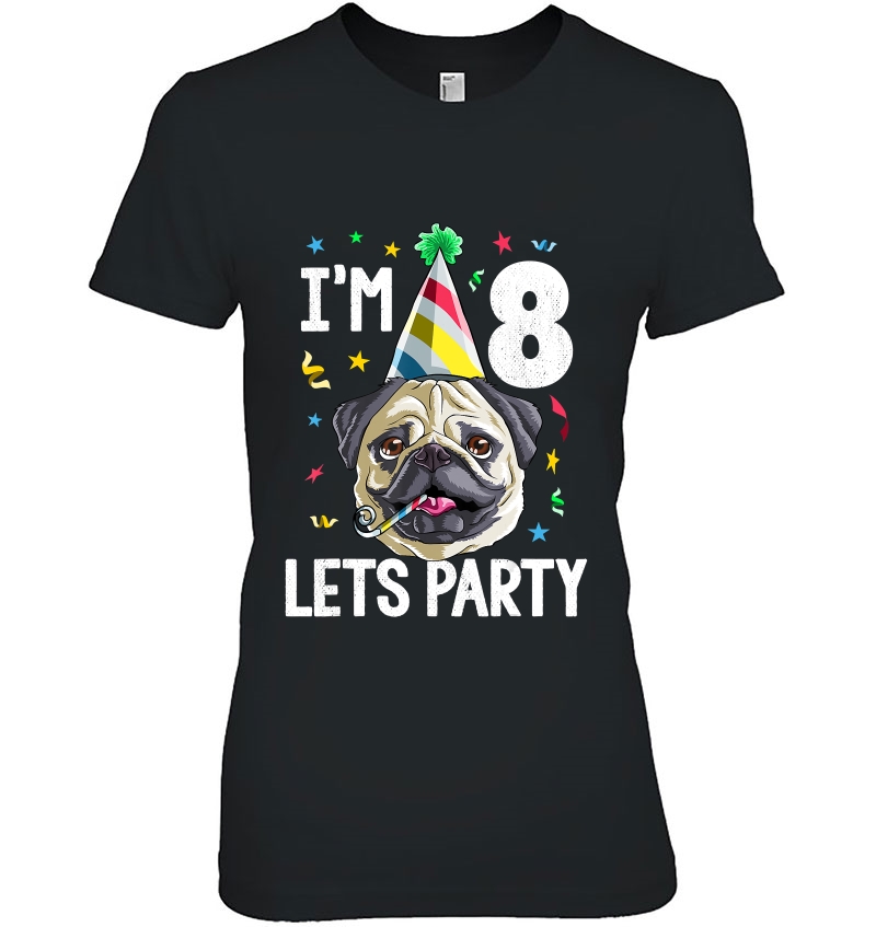 Pug Birthday 8Th Dog Kids Boys Girls Gift Idea Party Hoodie