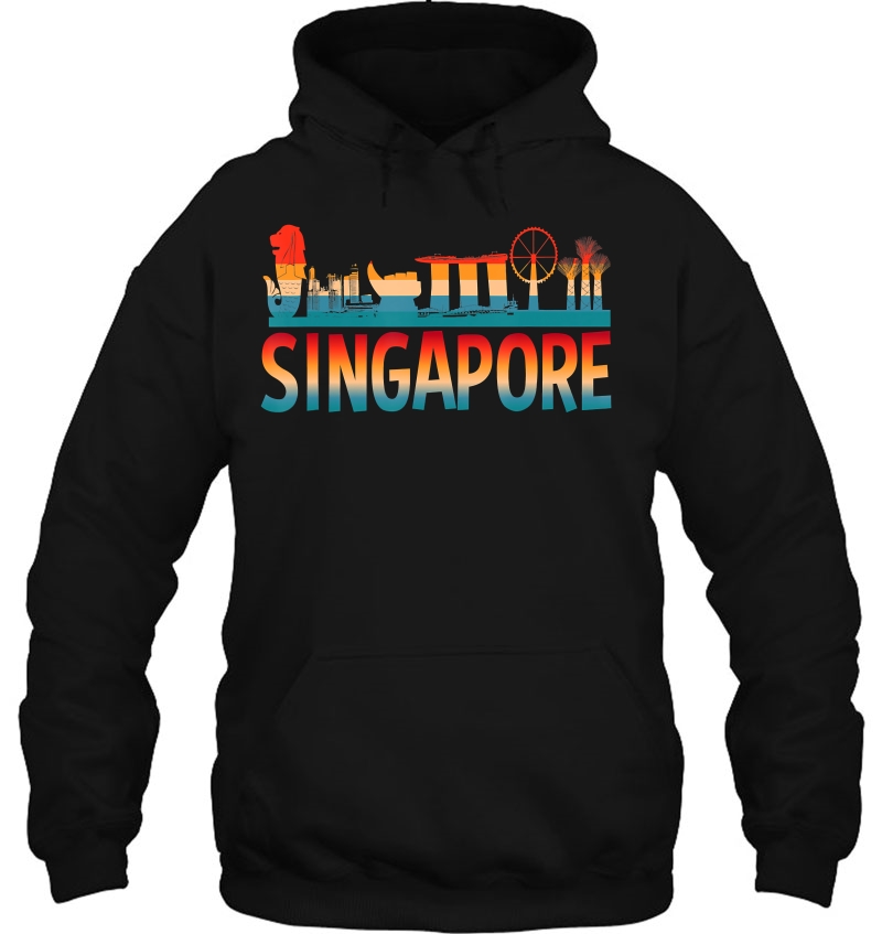 Retro Vintage Singapore Asia Skyline City Souvenir Hoodie