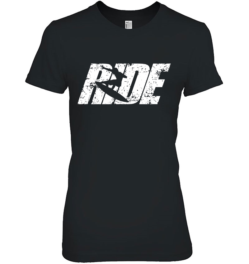Ride Surf Tee Shirt Surfing Wakesurf Surfer Ladies Tee