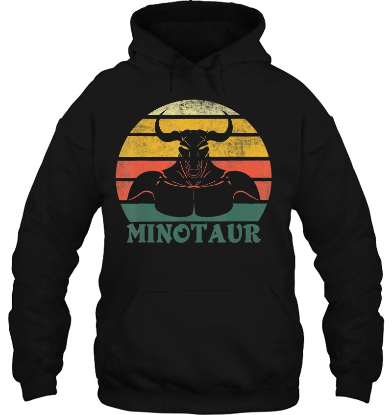 Vintage Retro Minotaur Greek Mythology Graphic Logo Hoodie