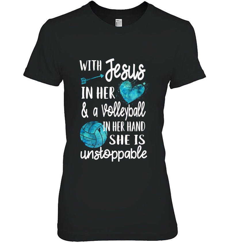 With Jesus In Her Heart Christian Volleyball Hoodie