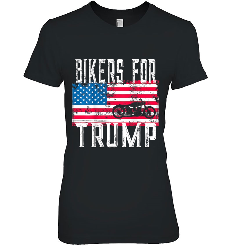 (Print On Back) Bikers For Trump Us Flag Motorcycle Rally Hoodie