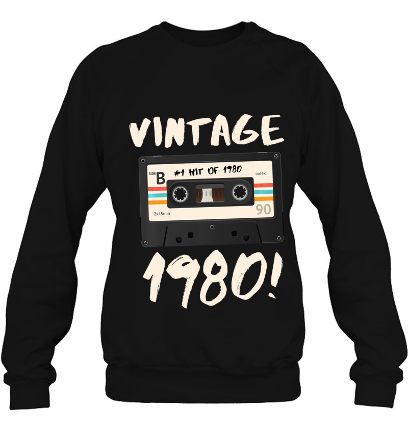 40Th Birthday 1980 Cassette Tapes Mixtapes Radio Music Sweatshirt