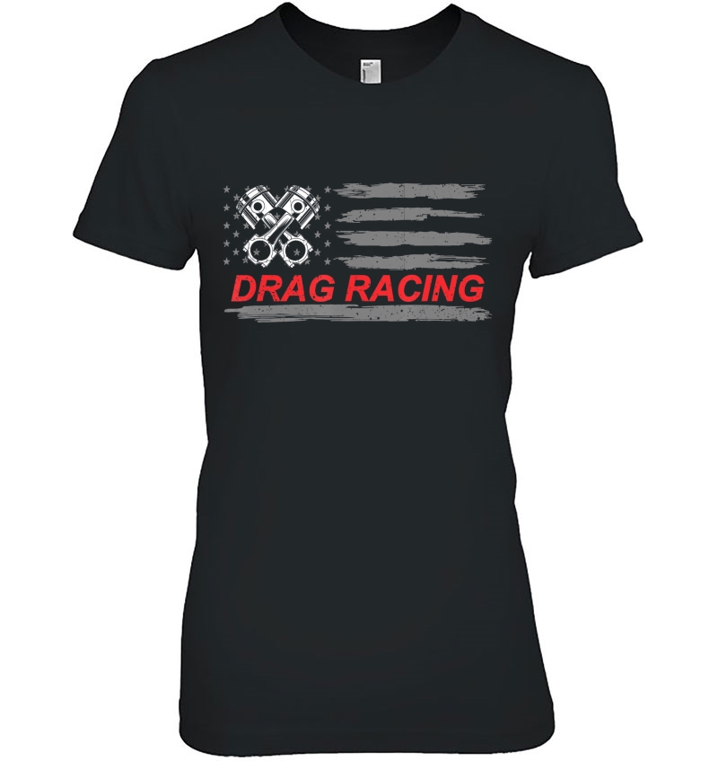 American Flag Drag Racing Car Lover Gift Idea Mm Ladies Tee