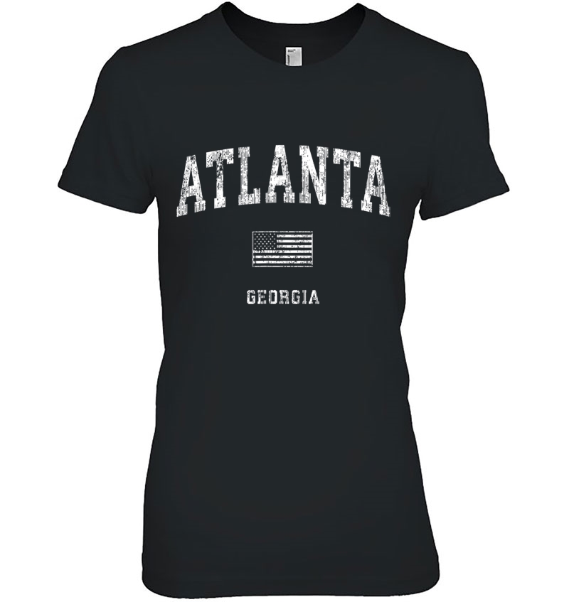Atlanta Georgia Ga Vintage American Flag Tee Ladies Tee