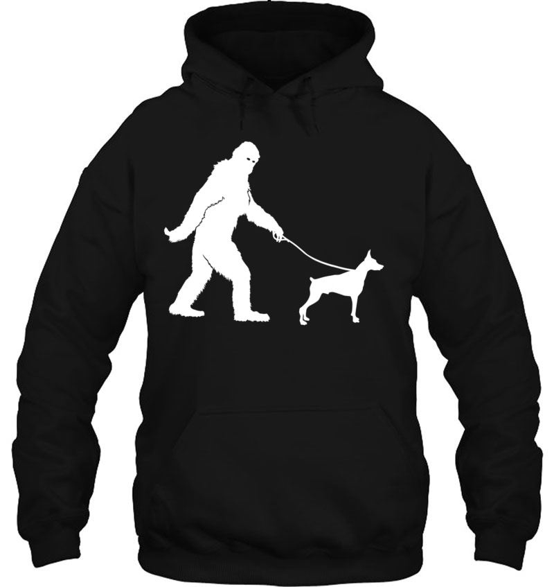Bigfoot Sasquatch Walking Doberman Dog Lovers Gift Hoodie