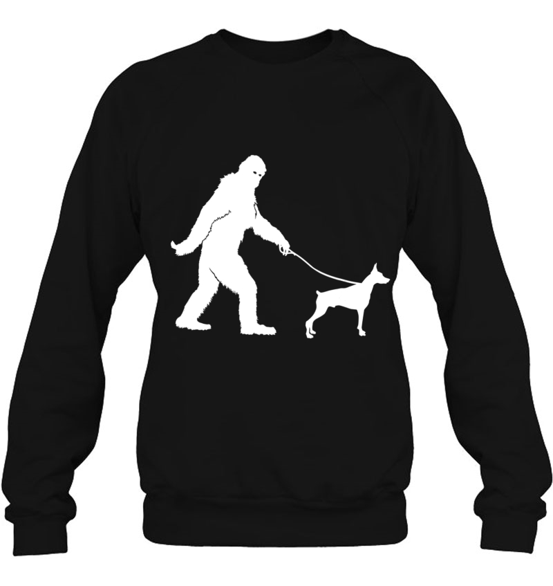 Bigfoot Sasquatch Walking Doberman Dog Lovers Gift Sweatshirt