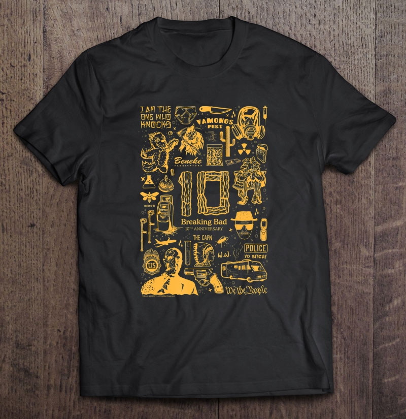 Breaking Bad 10Th Anniversary Yellow Symbols Collage Shirt