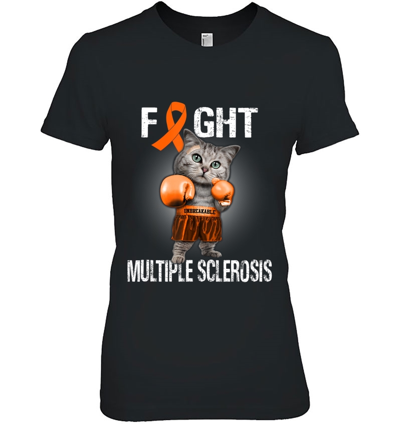 Fight Multiple Sclerosis Orange Boxing Cat Cute Gift Hoodie