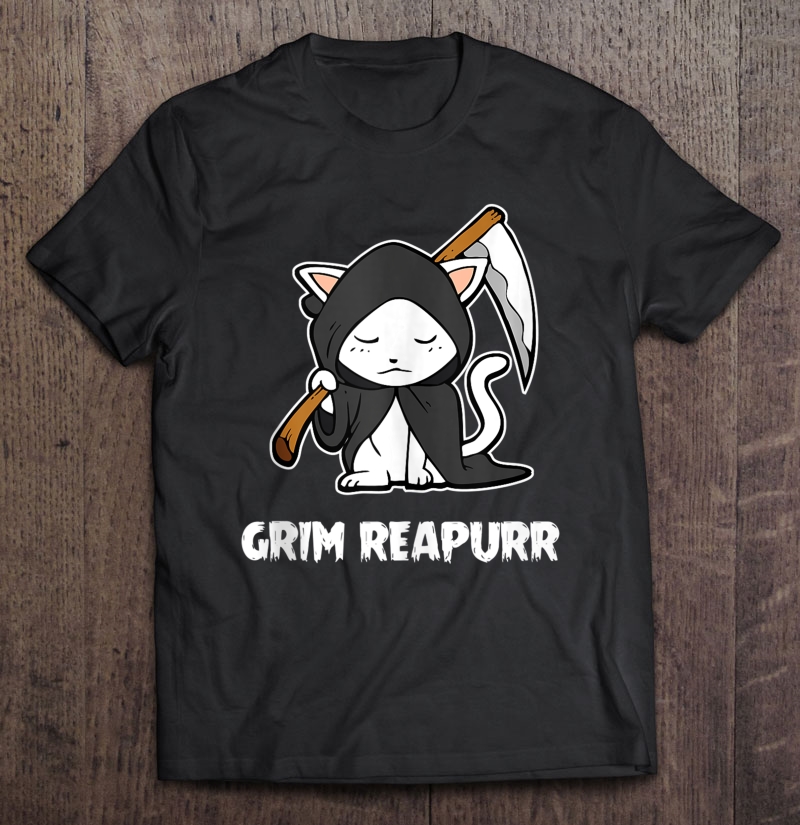 Grim Reapurr Halloween Costume Reaper Funny Kitten Cats Shirt