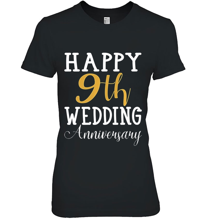 Happy 9Th Wedding Anniversary Gift Couples Wife Husband Premium Hoodie