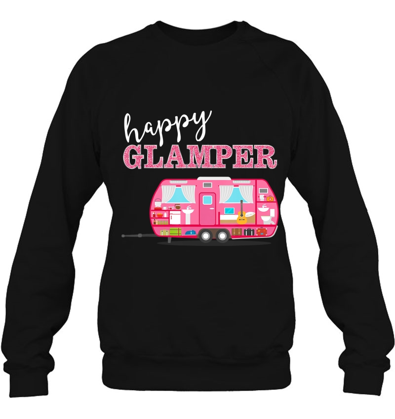 Happy Glamper - Pink Camper Funny Camping Girl Tee Mugs