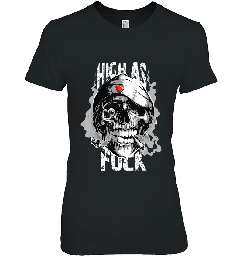 High As Fuck Funny Weed Marijuana Skull Cannabis Hoodie