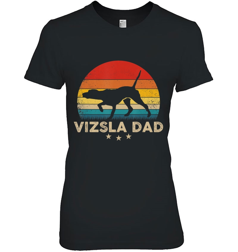 Mens Vintage Vizsla Dad Silhouette Retro Sunset Hoodie