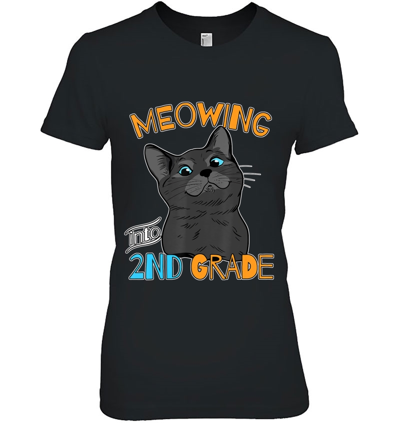 Meowing Into 2Nd Grade Cute Black Cat Back To School Hoodie