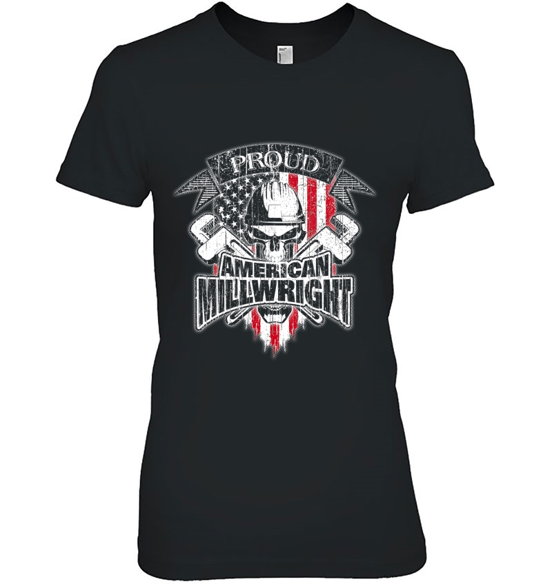 Millwright American Flag Skull And Wrenches Hoodie