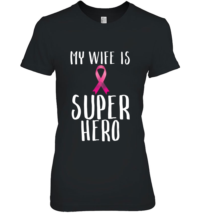 My Wife Is A Super Hero Pink Ribbon Breast Cancer Husband Hoodie