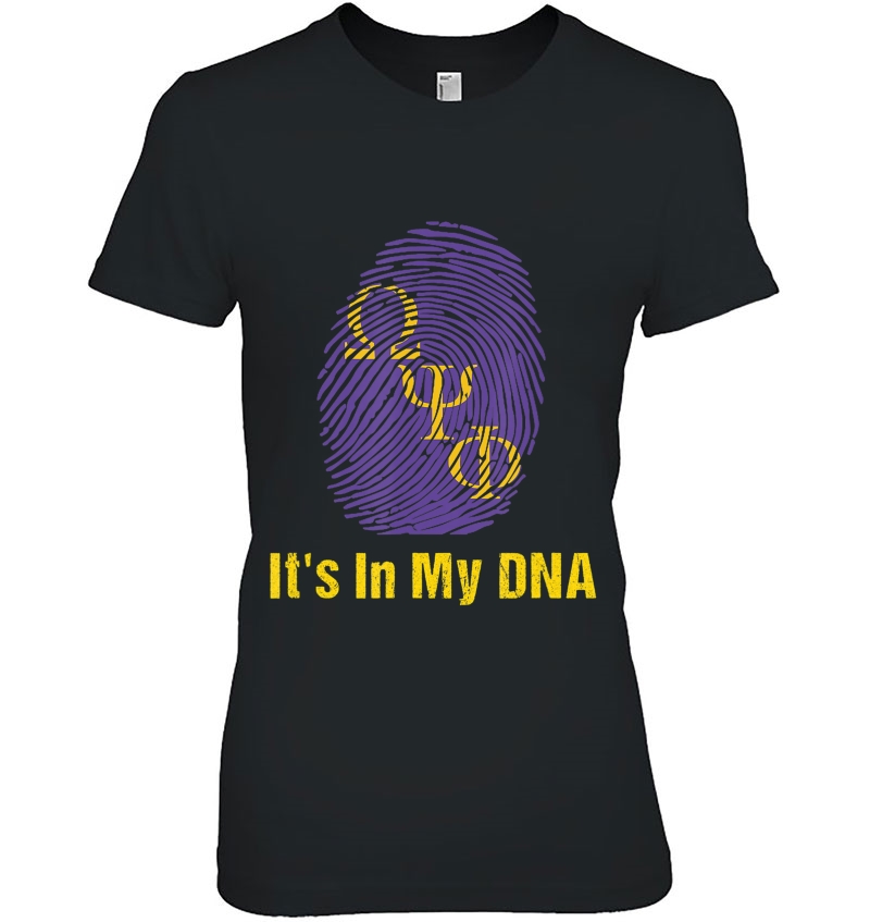 Omega Fingerprint Psi Purple Phi Gold Gift- Dna Text Ladies Tee