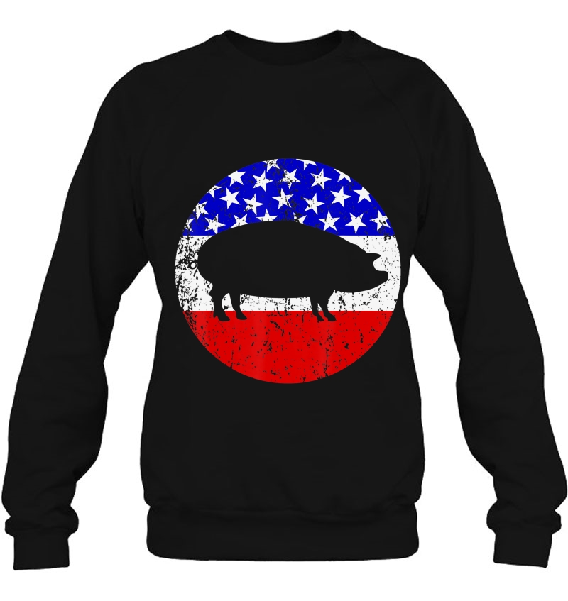 Pig Roast Retro Style Bbq Cookout American Flag Sweatshirt