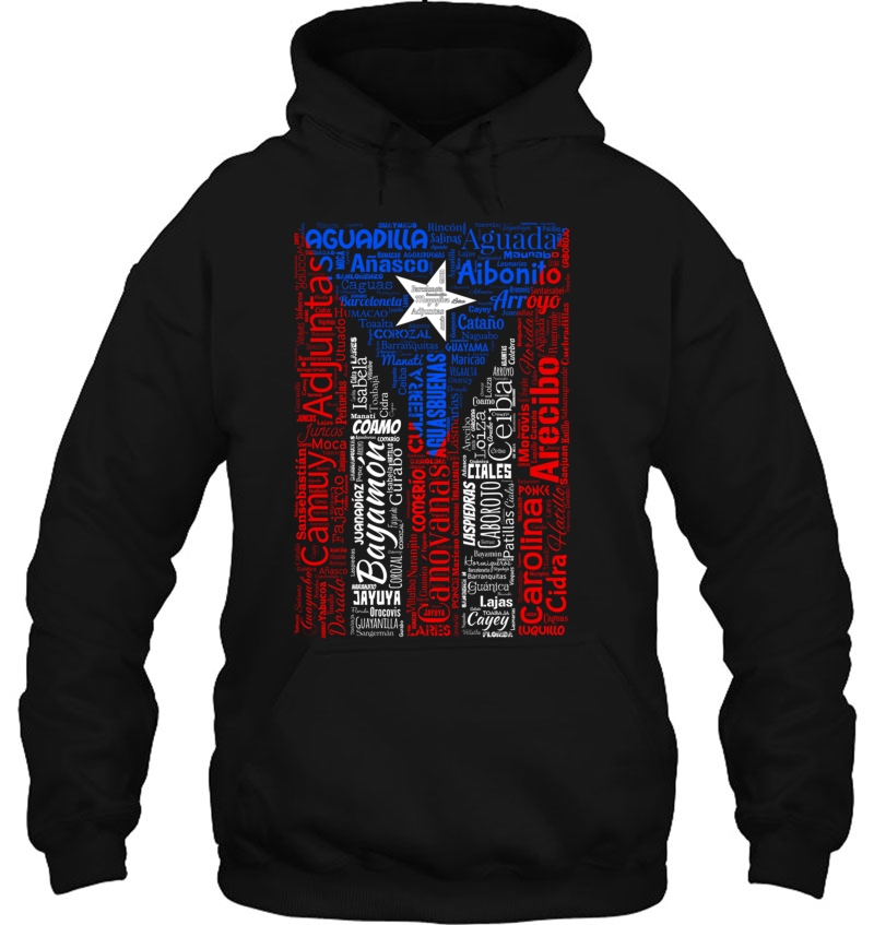 Puerto Rican Flag Shirt With Towns And Cities Of Puerto Rico Pullover Mugs