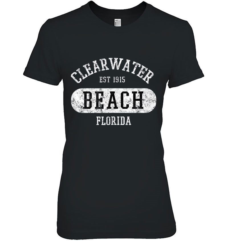 Retro College Style Clearwater Beach Distressed Novelty Hoodie