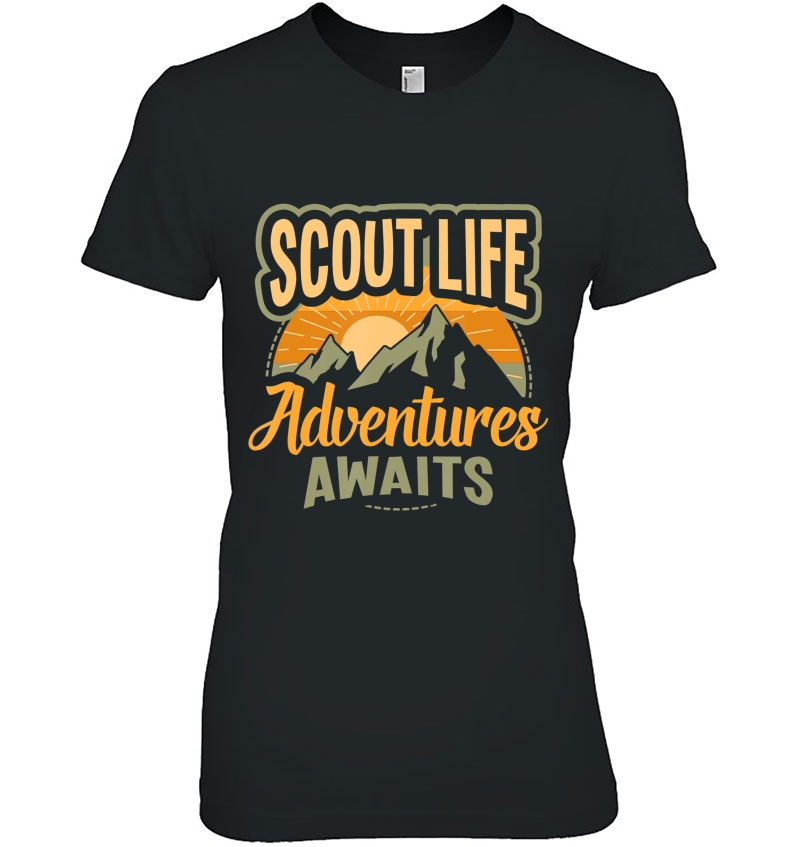 Scout Life Adventures Awaits Scouting Leader Troop Boy Gift Ladies Tee