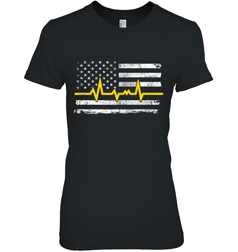 Thin Gold Line American Flag Dispatchers Supporter Tank Top Ladies Tee