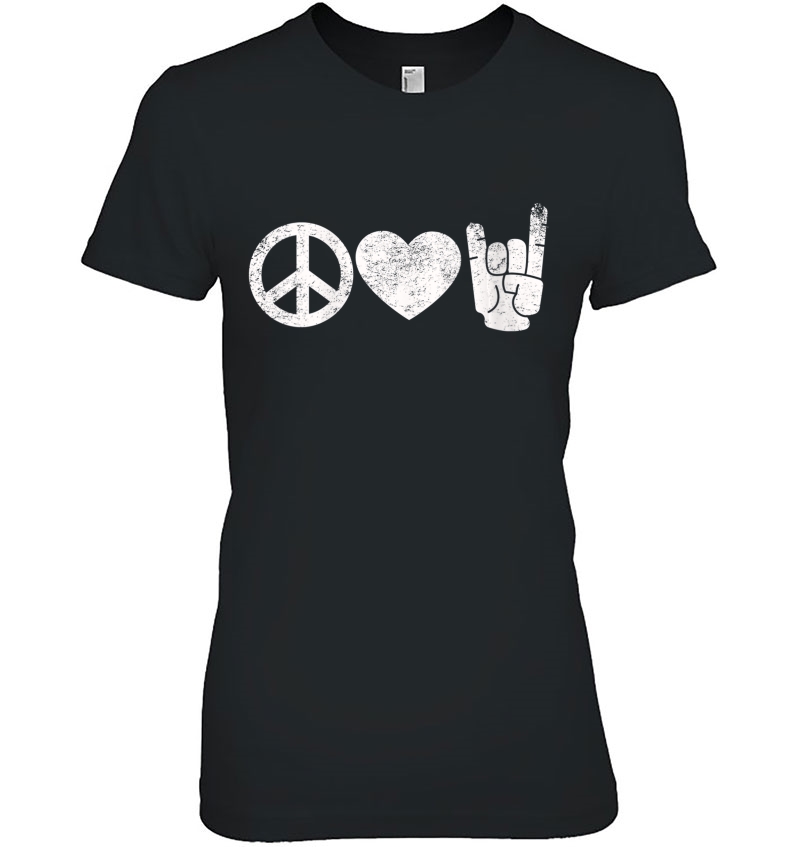 Womens Peace Love Rock And Roll Hoodie