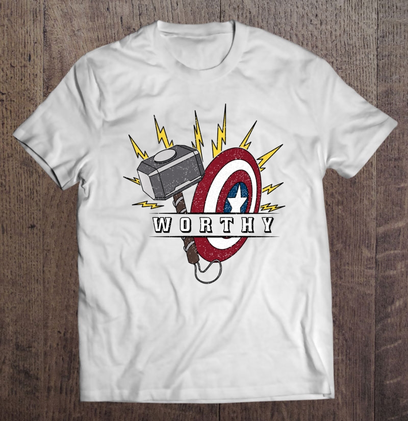 Marvel Avengers Endgame Captain America Worthy Hammer Shield Pullover Shirt