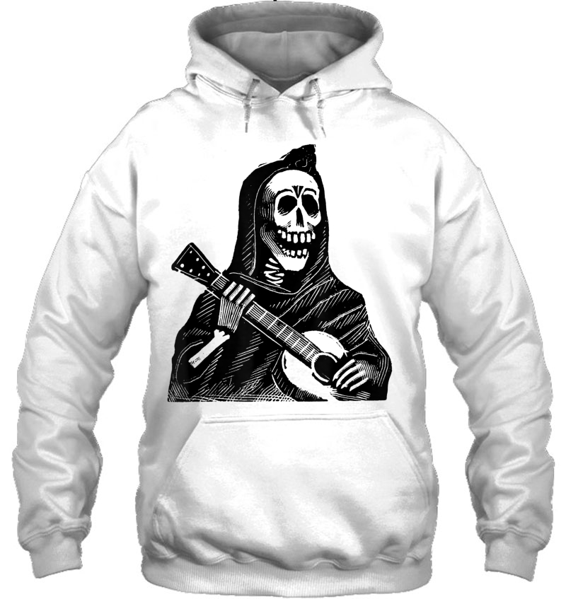 Mintage Skeleton Plays Guitar (Black) Fine Jersey Hoodie