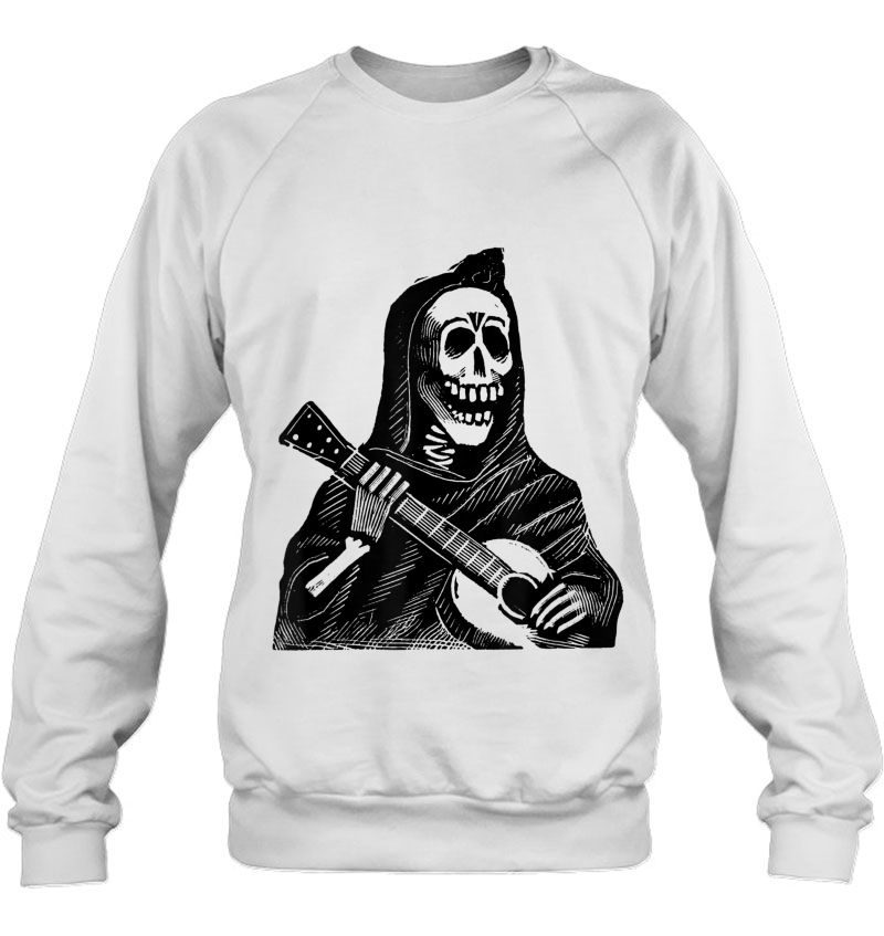 Mintage Skeleton Plays Guitar (Black) Fine Jersey Sweatshirt
