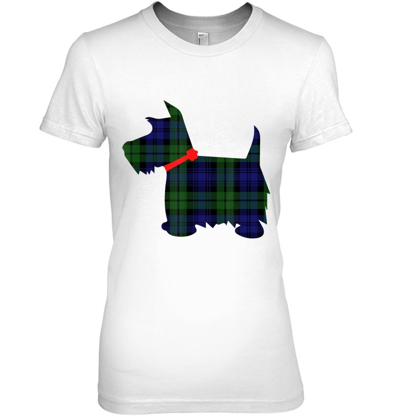 Scottie Dog Scottish Terrier Campbell Tartan Plaid Ladies Tee