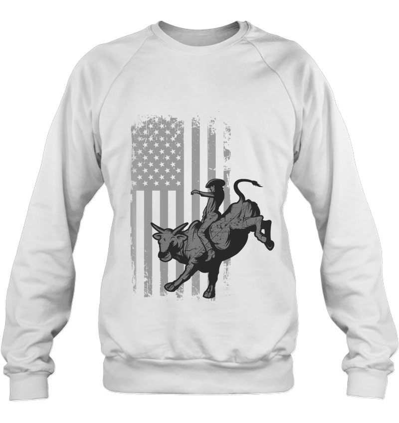 Vintage American Flag Bucking Bull Riding Patriotism Rodeo Pullover Mugs