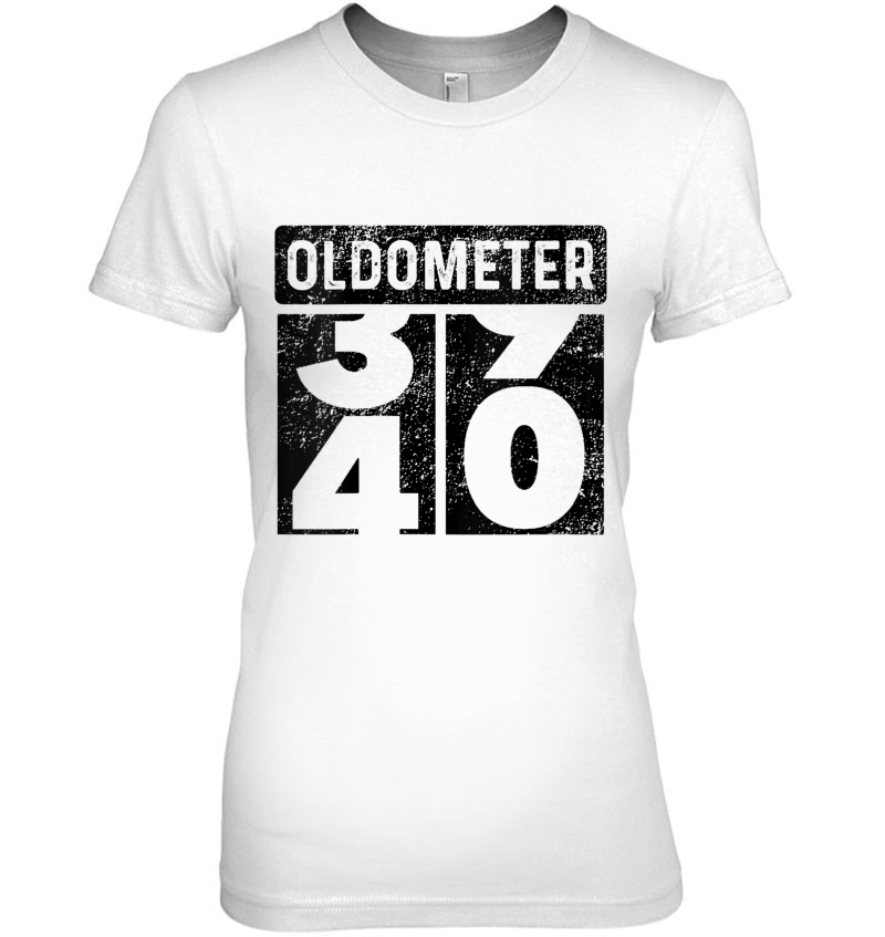 Womens Oldometer Odometer Funny 40Th Birthday Gift 40 Yrs Old Joke V-Neck Ladies Tee
