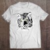 Womens White Tiger Outline Big Cat V-Neck Tee