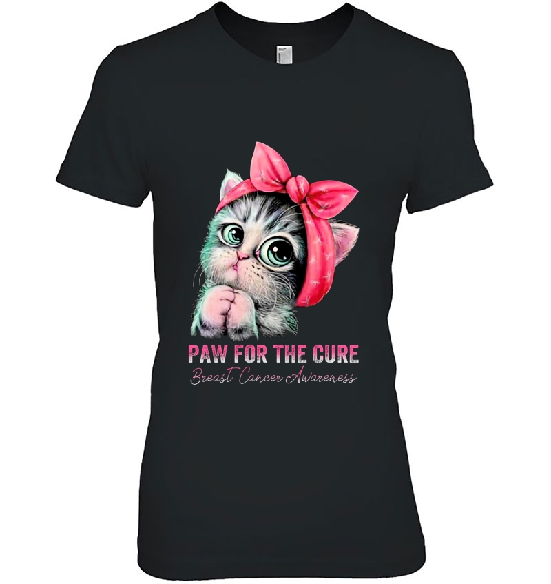 Paw For The Cure Breast Cancer Awareness Cute Kitties Hoodie