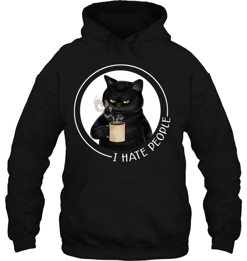 I Hate People Black Cat Drink Coffee Mugs