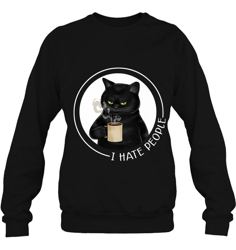 I Hate People Black Cat Drink Coffee Mugs