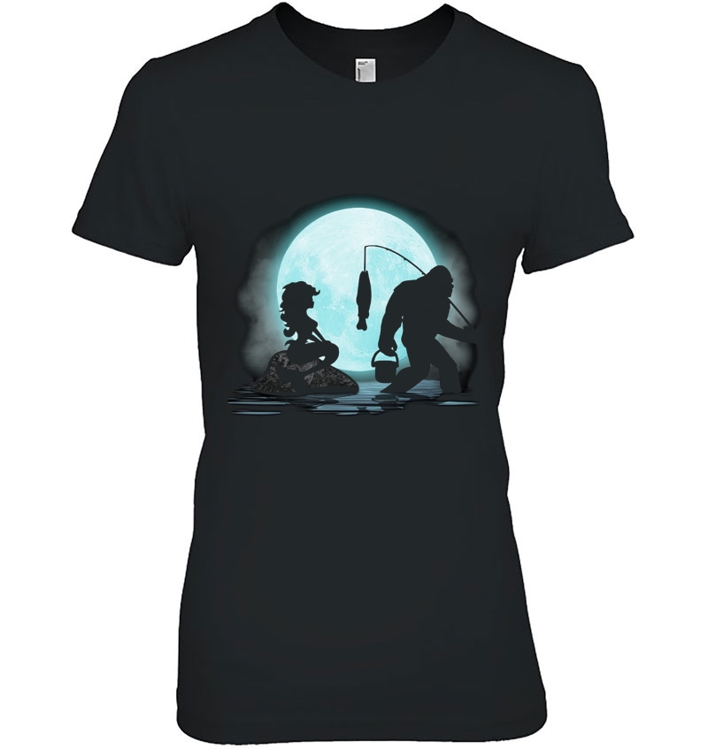 Bigfoot Fishing Mermaid Version Ladies Tee