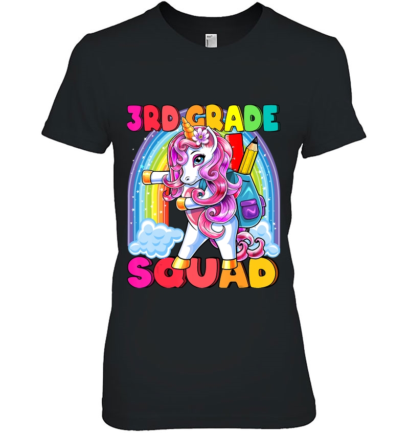 3Rd Grade Squad Flossing Unicorn Back To School Shirt Girls Ladies Tee