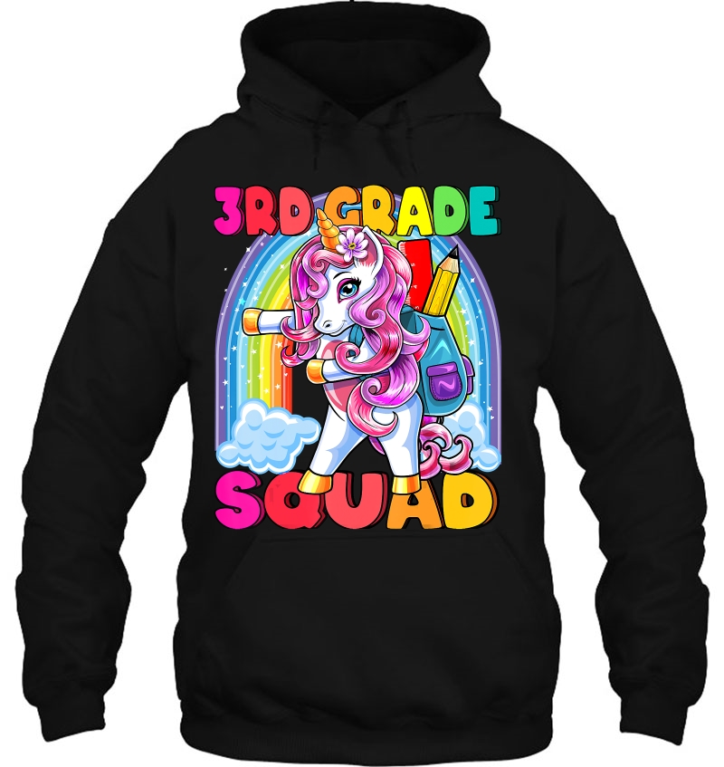 3Rd Grade Squad Flossing Unicorn Back To School Shirt Girls Hoodie
