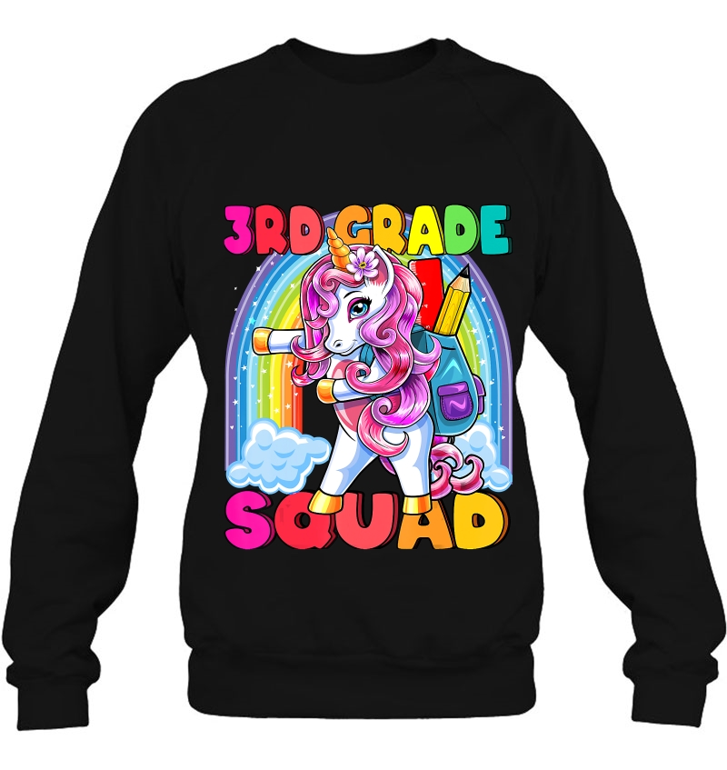 3Rd Grade Squad Flossing Unicorn Back To School Shirt Girls Sweatshirt