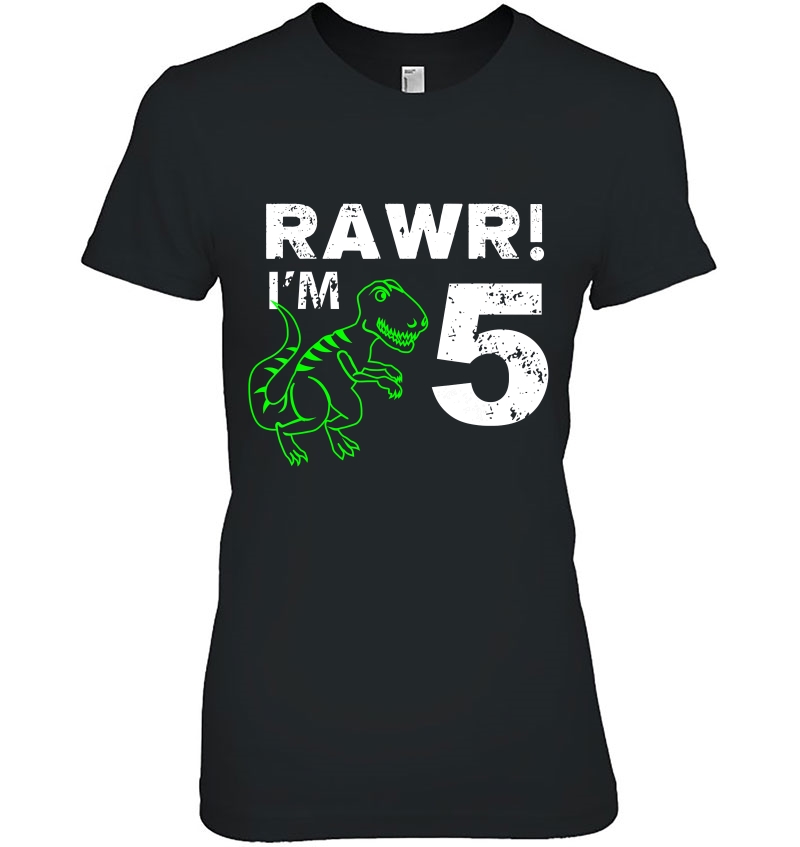 5Th Birthday Rawr I'm 5 Shirt Five Year Old Dinosaur Gift Hoodie