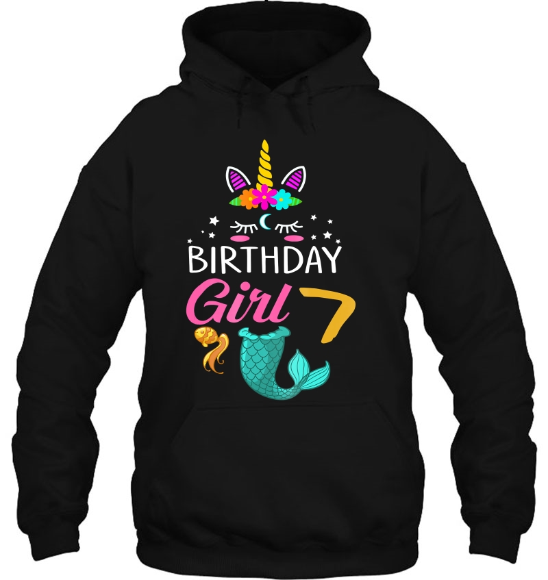 7Th Birthday Girl Unicorn Shirt Mermaid Tail 7 Years Old Tee Mugs