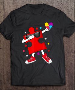 Dabbing Puzzle Heart Autism Awareness Dab Dance Gifts Tee